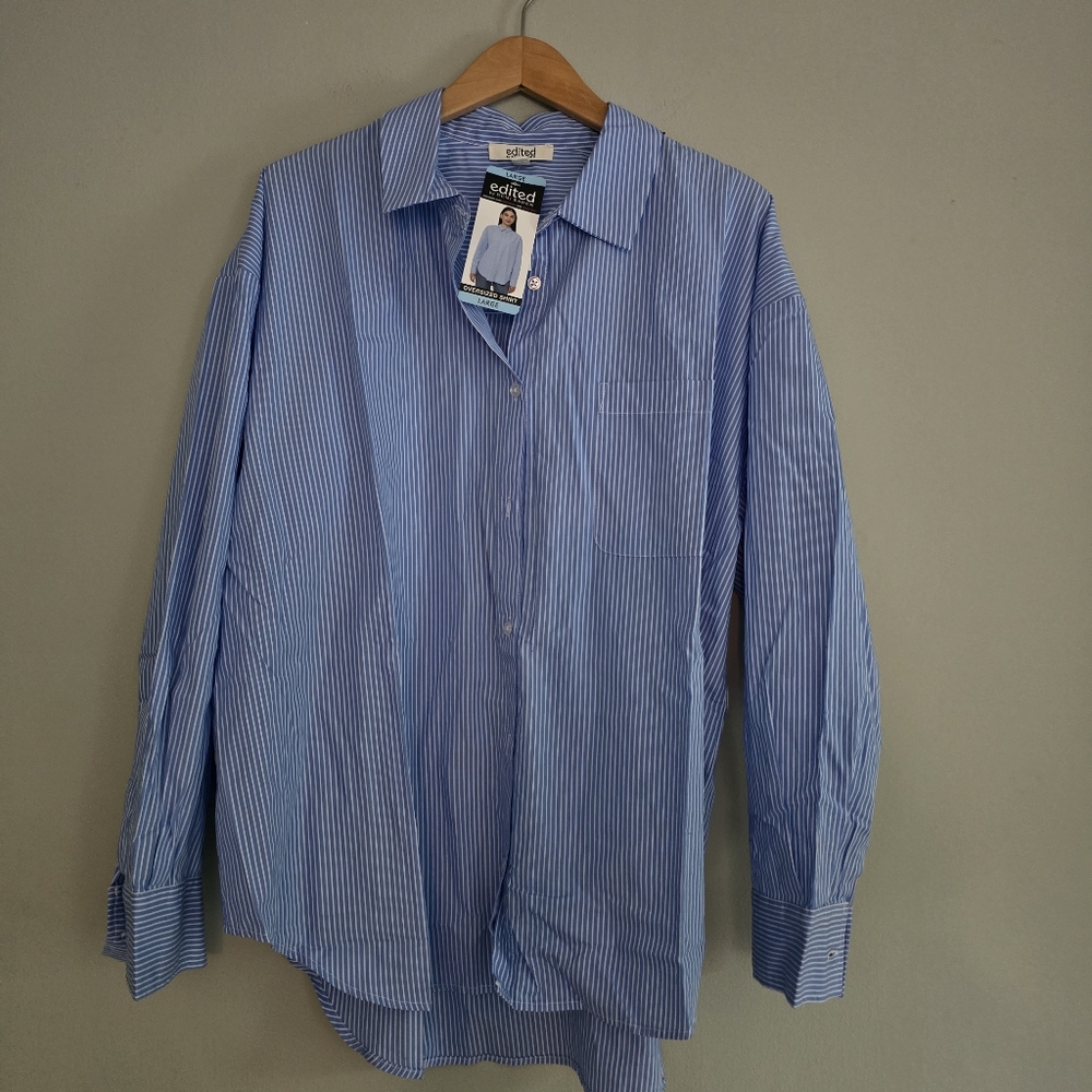 Classic Blue Striped Oversized Shirt